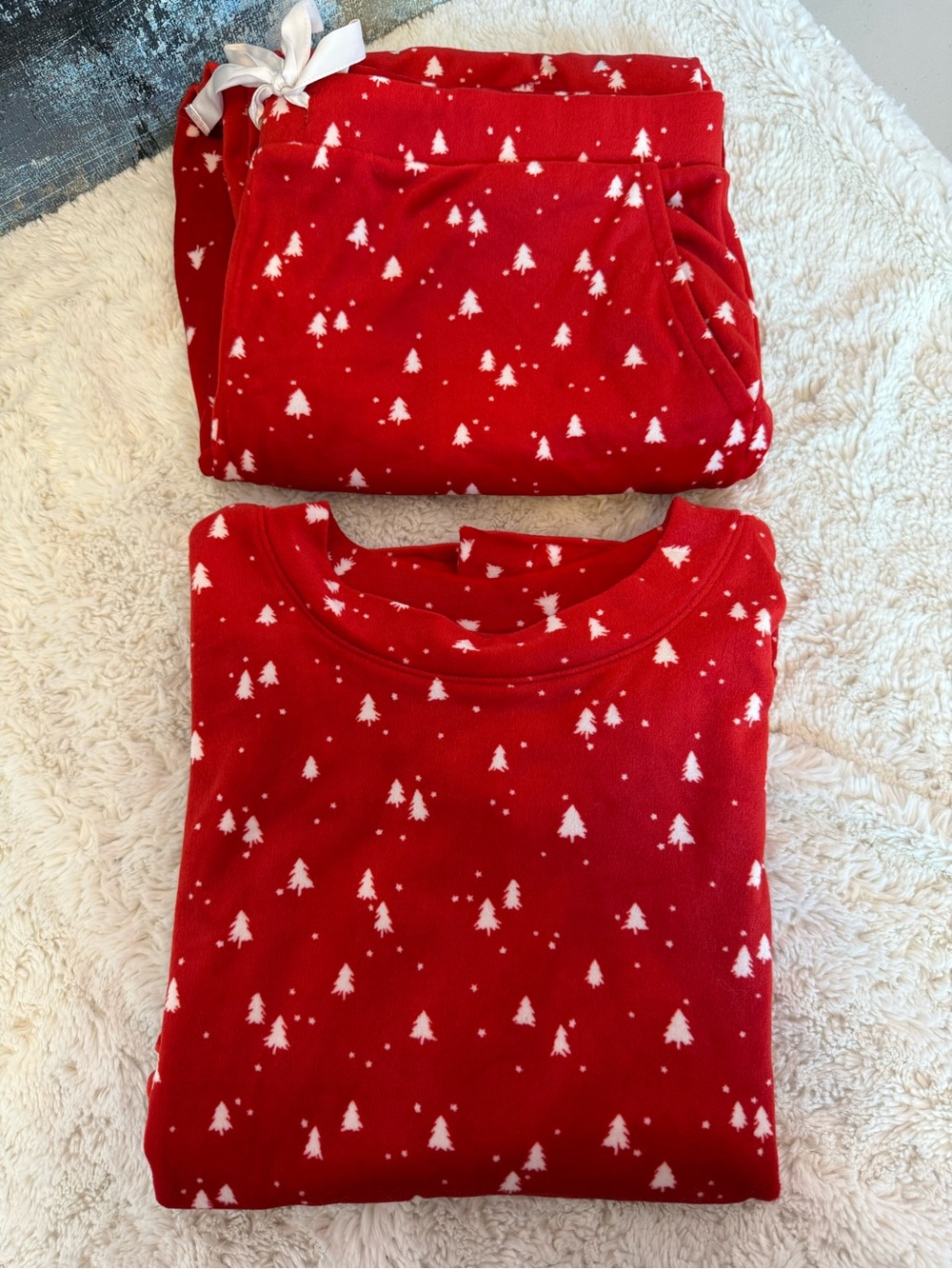 Auden Red and White Festive Fleece Pajama Set